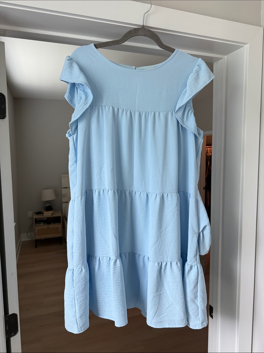 Altar'd State Powder Blue Tiered Ruffle Mini Dress